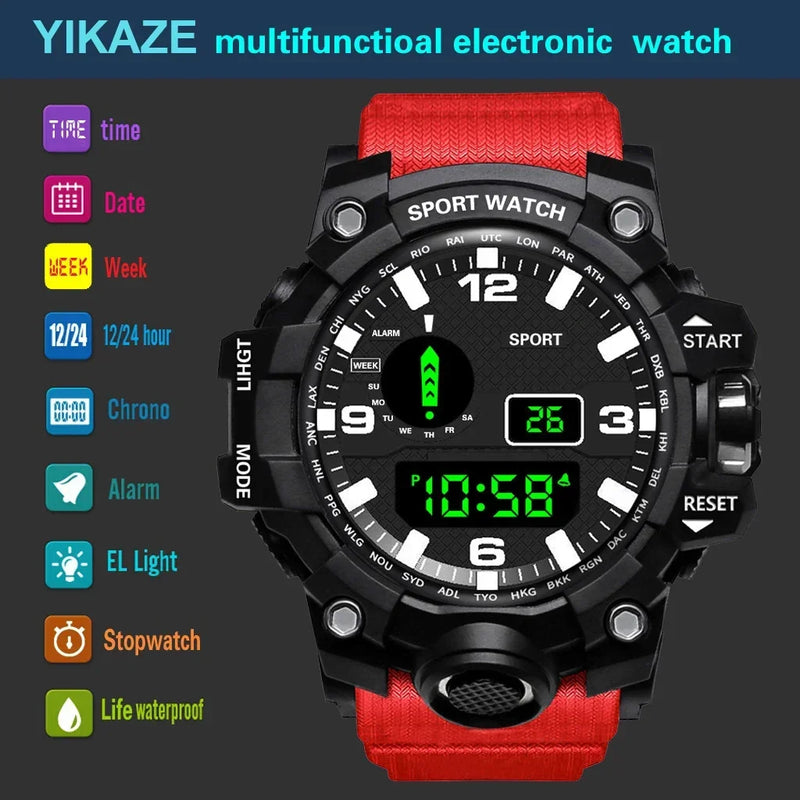 Relógio masculino Sport II YIKAZE LED Digital